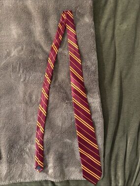Men's Burgundy and Gold Striped Tie